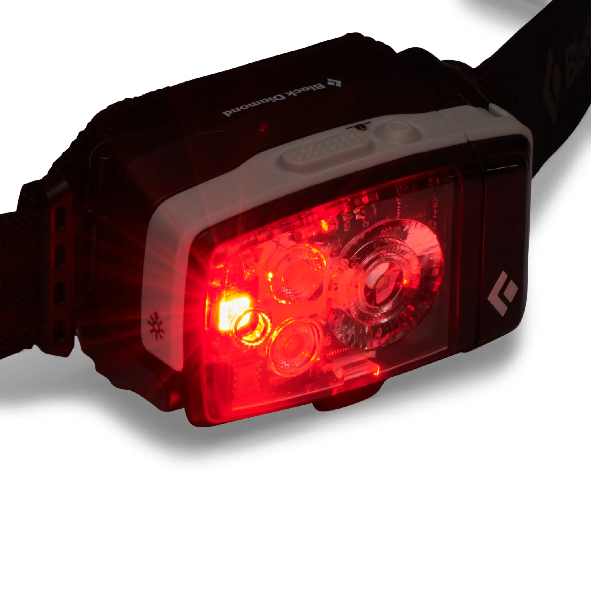 Black Diamond Distance LT 1100 illuminating its red LED mode