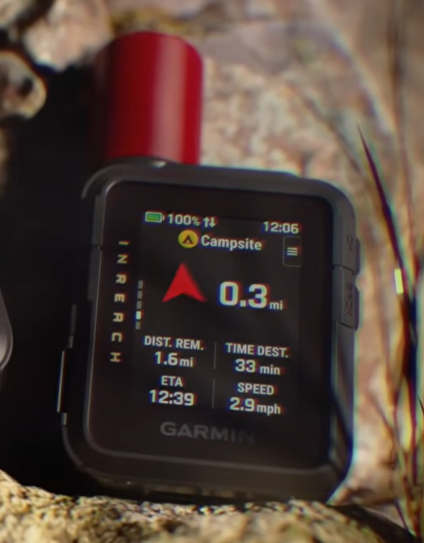 Garmin inReach Mini 3 Plus showing the electronic compass and trip data