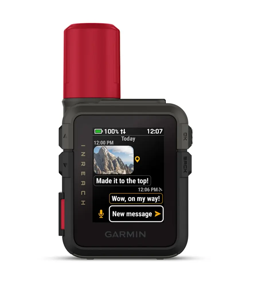 Garmin inReach Mini 3 Plus showing a message thread and received photo