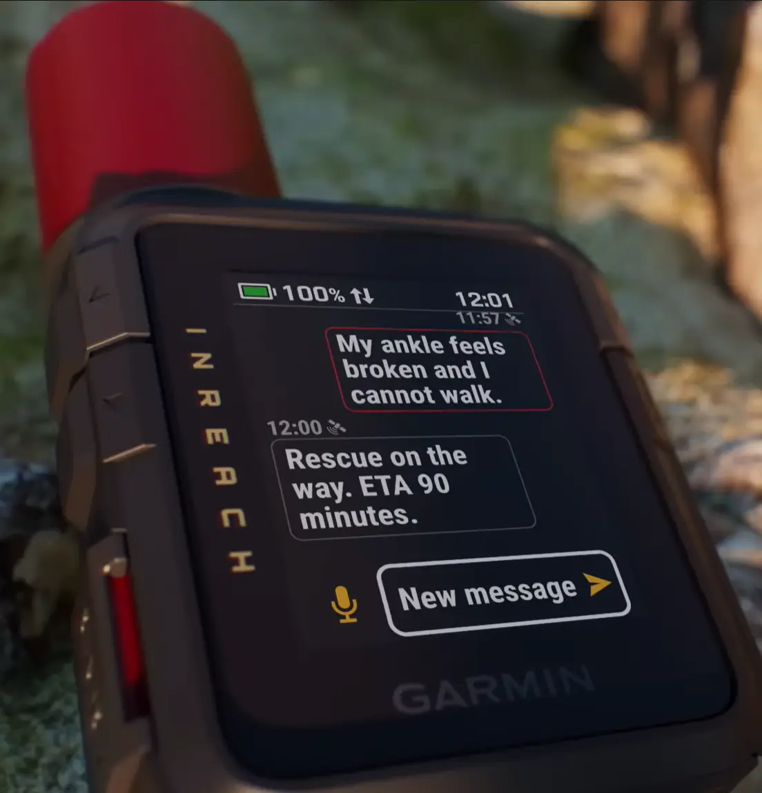 Garmin inReach Mini 3 Plus displaying an SOS conversation