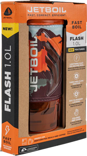 Retail box for the Jetboil Flash 1.0L Mountainscape fast-boil system