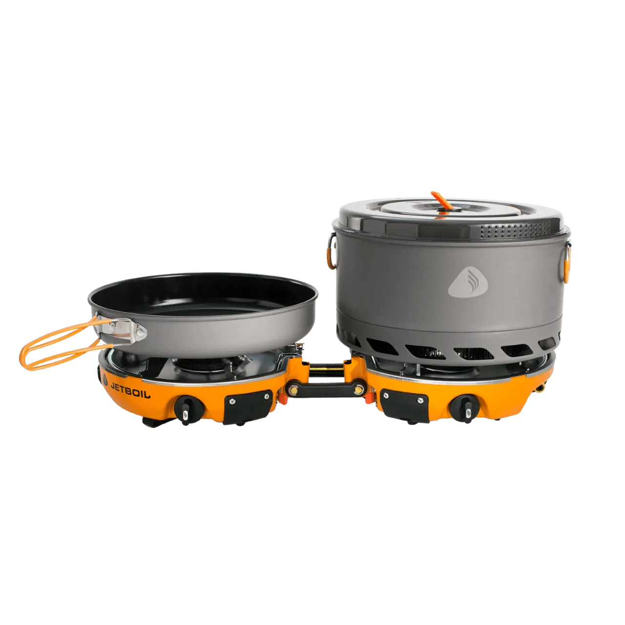 Jetboil Genesis Basecamp dual-burner cooking system with five-litre pot and frying pan
