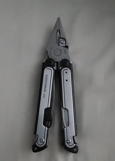 Leatherman ARC opened to show the plier head and full handles