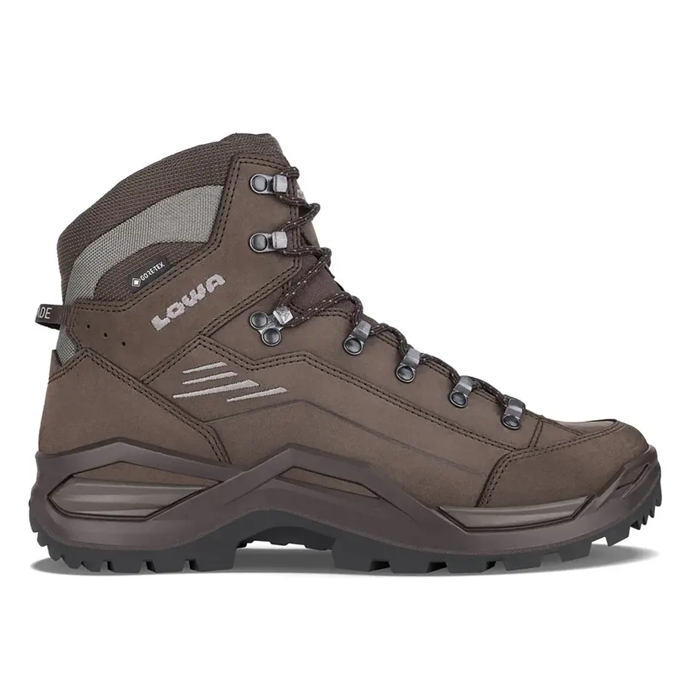 Espresso LOWA Renegade Evo GTX Mid hiking boot viewed from the side