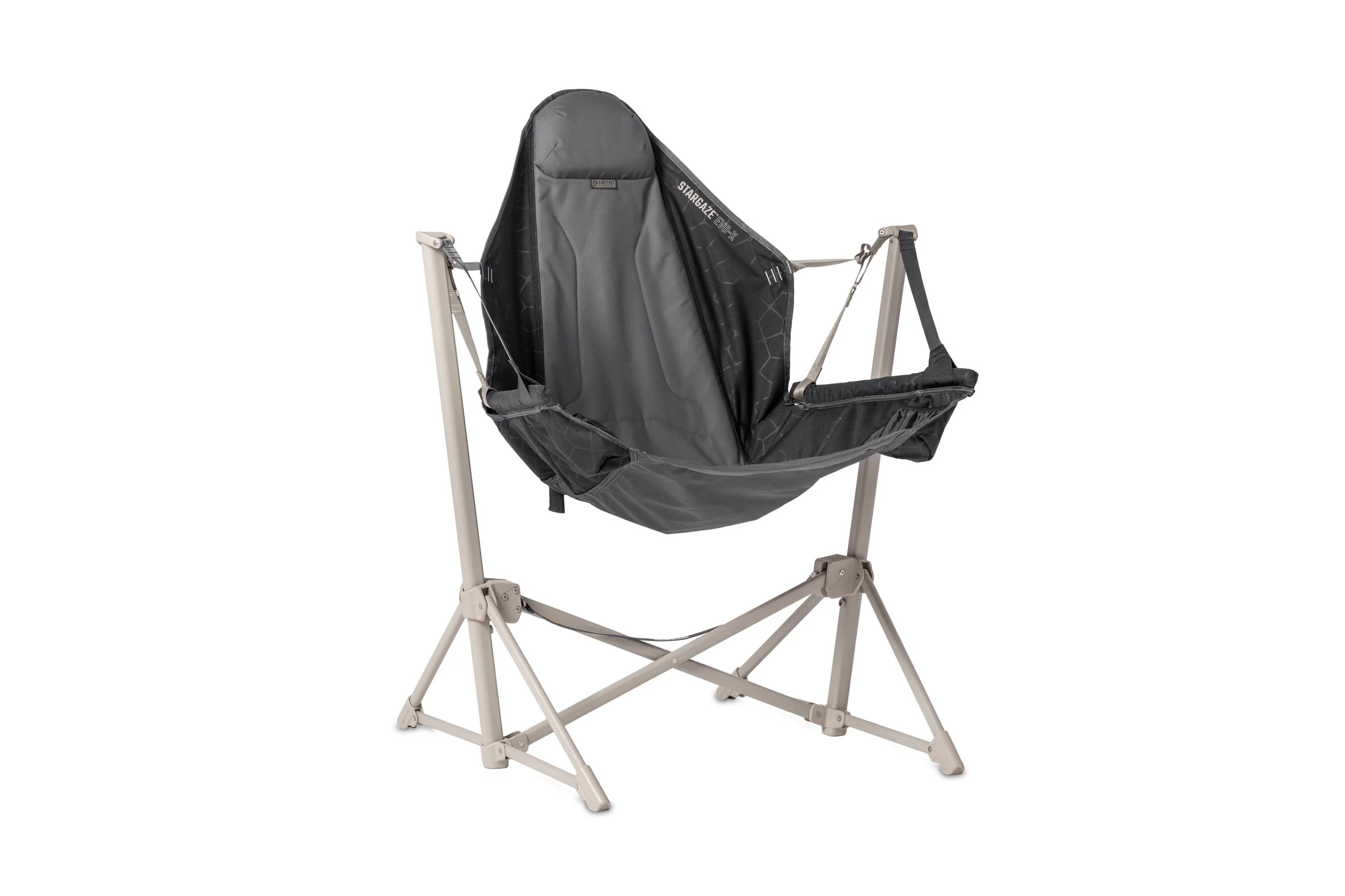Front view of the black Stargaze EVO-X camp chair