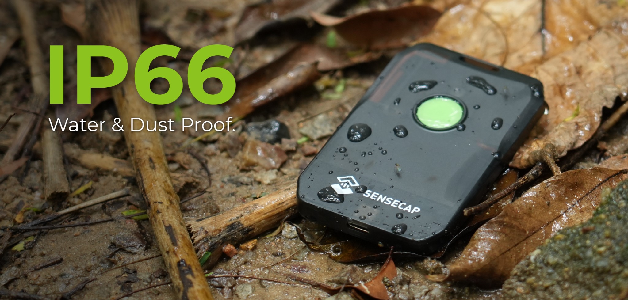Water droplets on an IP66-rated SenseCAP MeshTracker X1