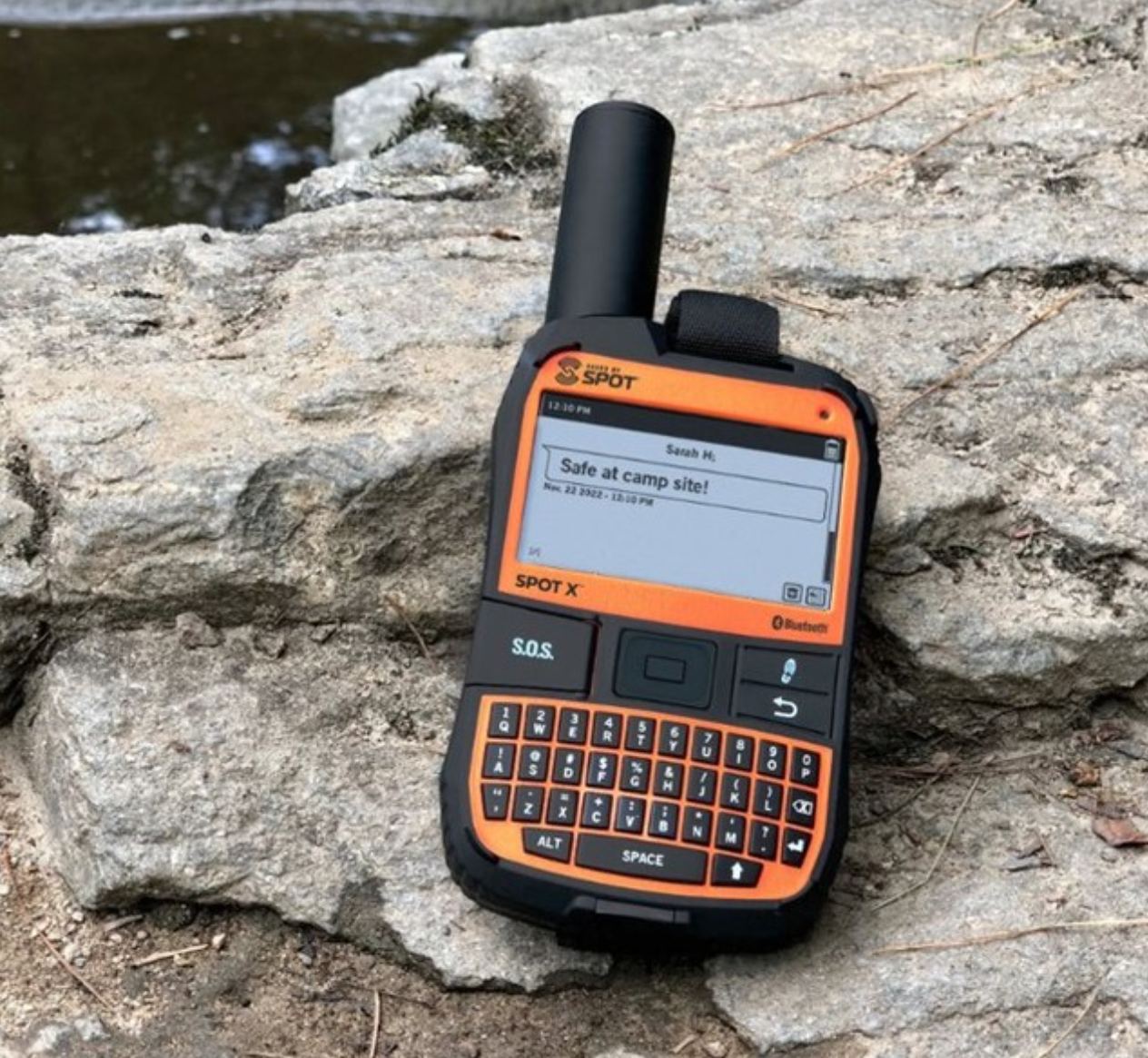 SPOT X showing a received check-in message
