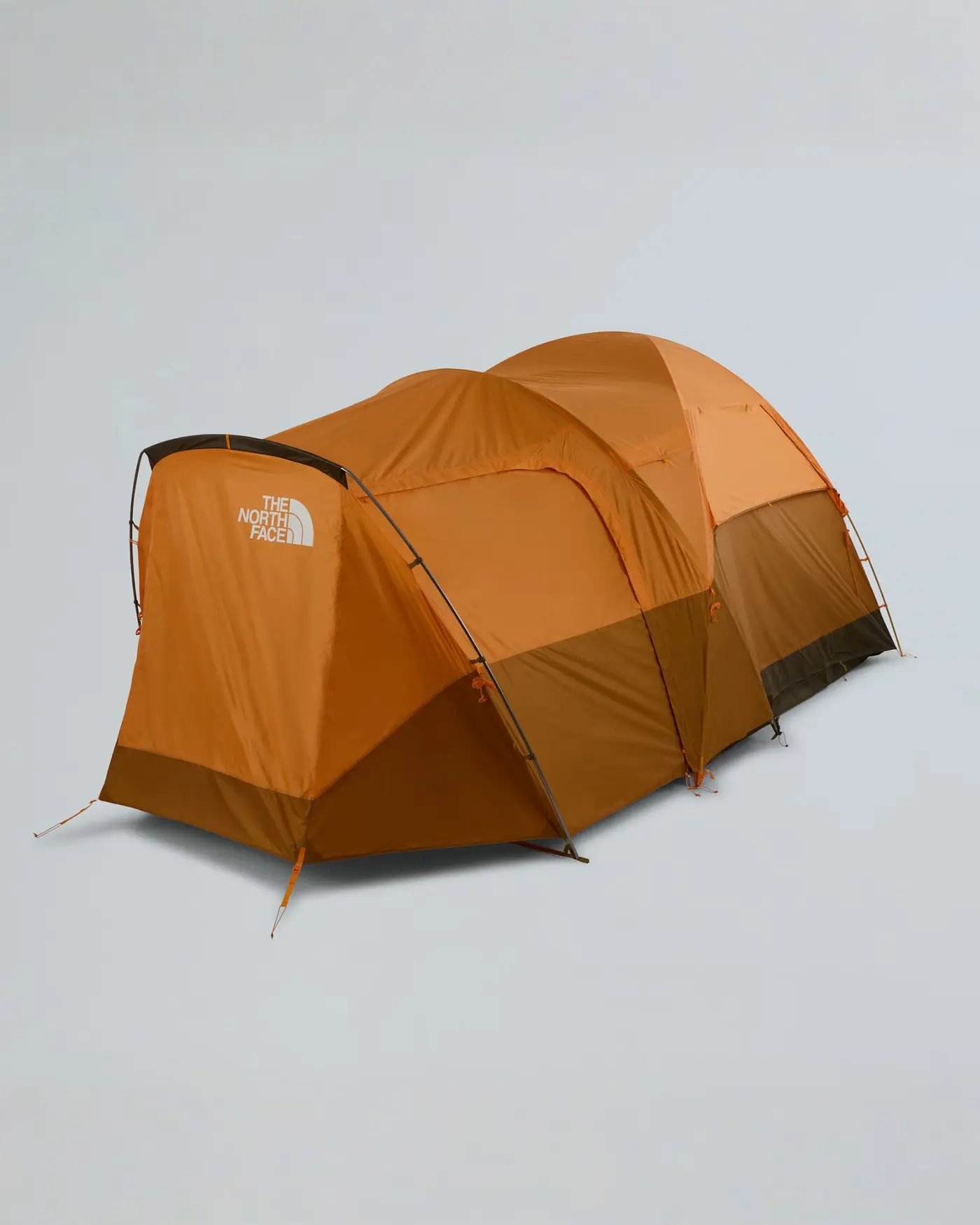 Orange The North Face Wawona 6 family camping tent with its large front vestibule