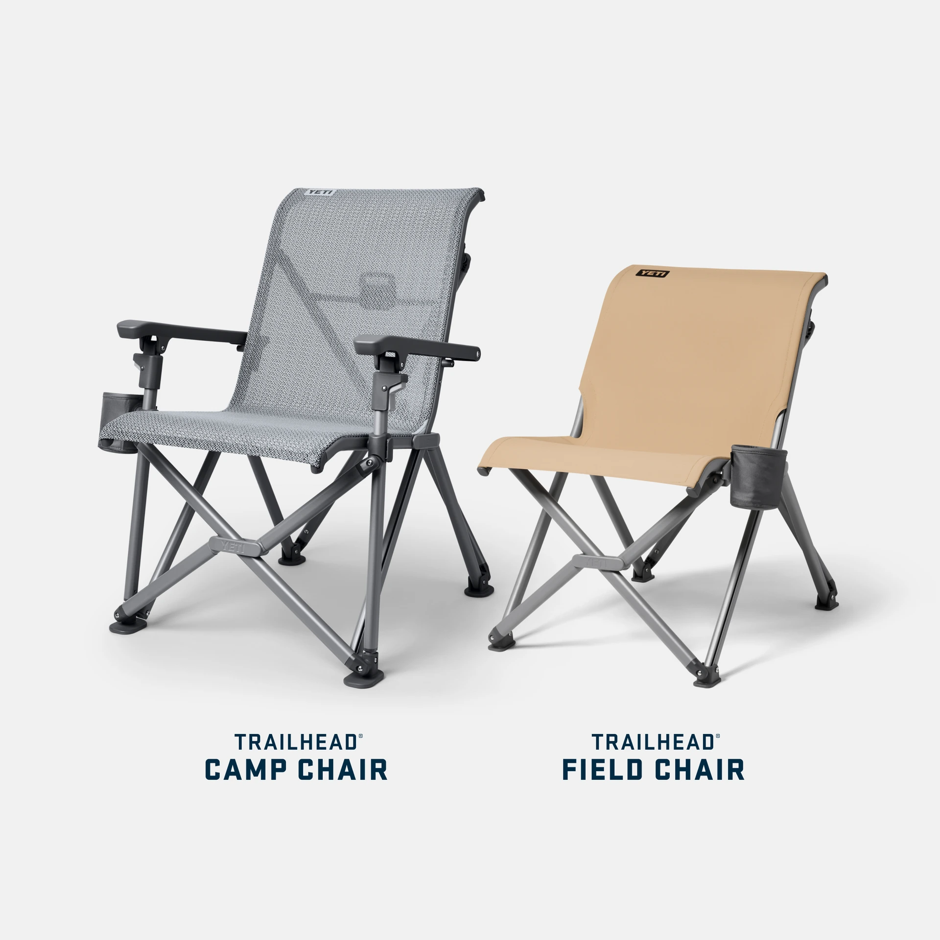Illustrated size comparison of YETI Trailhead Camp Chair and Field Chair